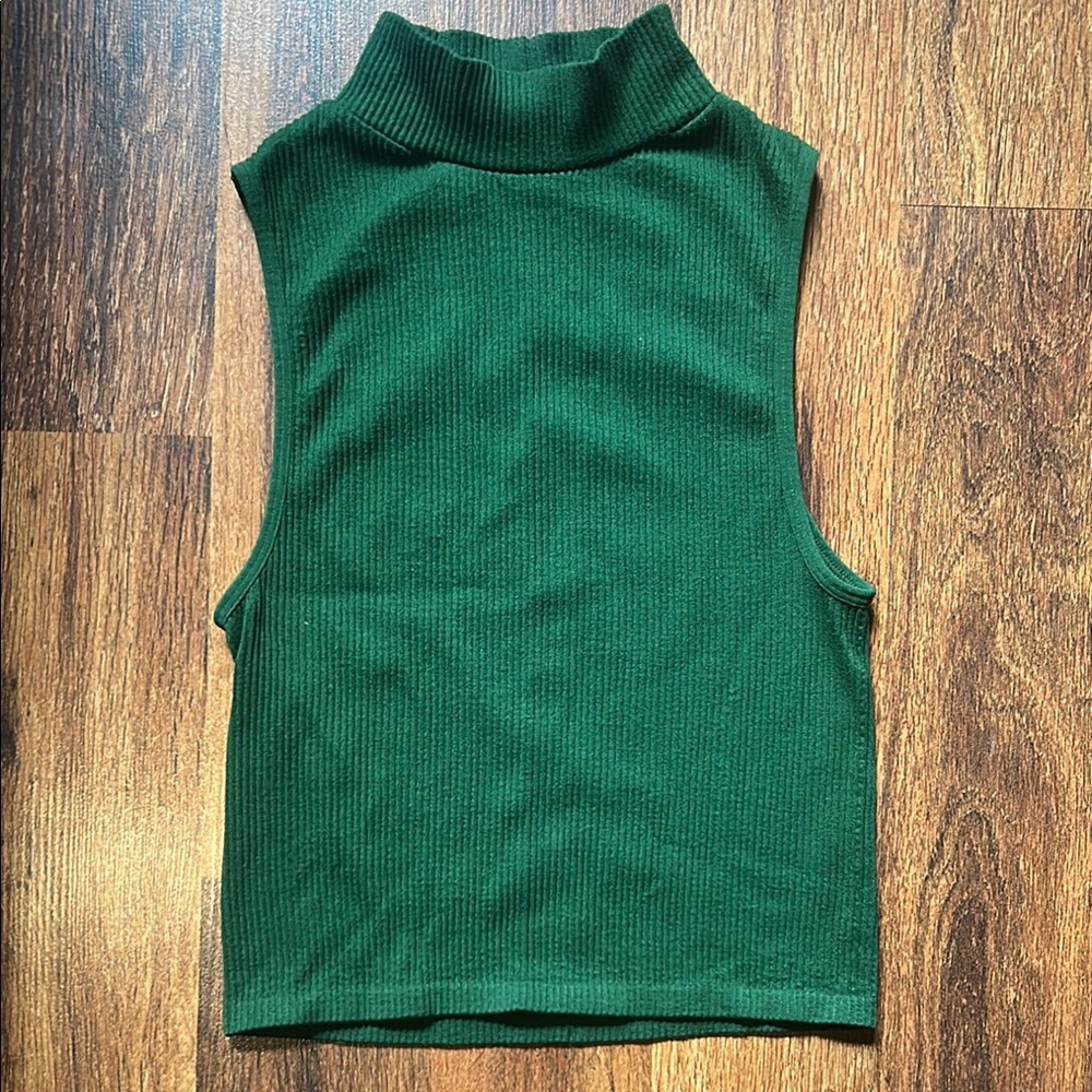 Zara Green Ribbed Knit Top